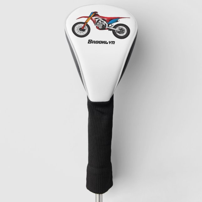 Red dirt bike motorcycle golf head cover (Front)
