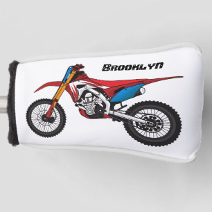 Red dirt bike motorcycle golf head cover