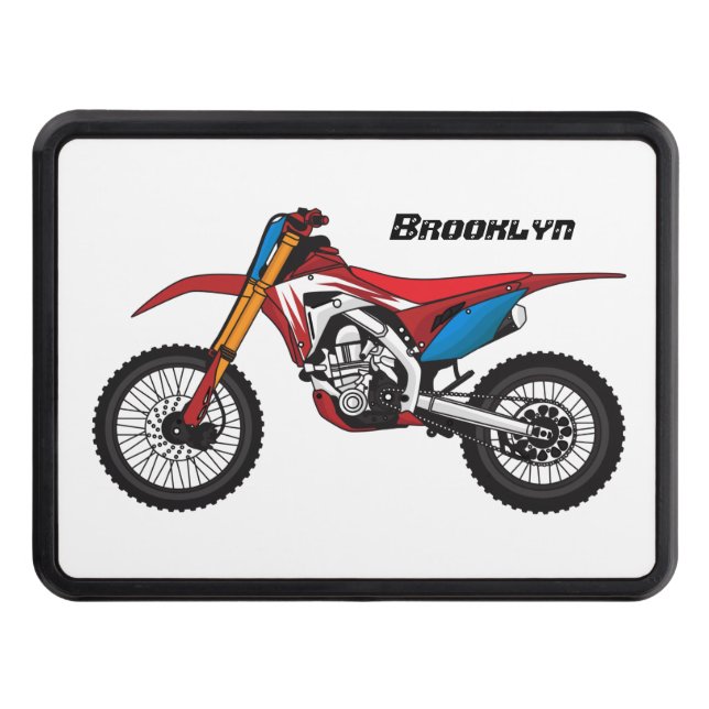 Red dirt bike motorcycle  hitch cover (Front)