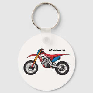 Red dirt bike motorcycle keychain