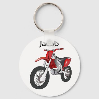 Red Dirt Bike Motorcycle Keychain by Lilleaf at Zazzle