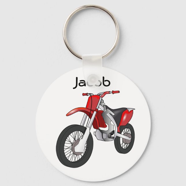 Red Dirt Bike Motorcycle Keychain (Front)