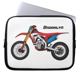 Red dirt bike motorcycle laptop sleeve