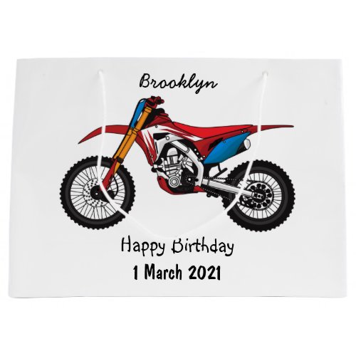 Red dirt bike motorcycle large gift bag