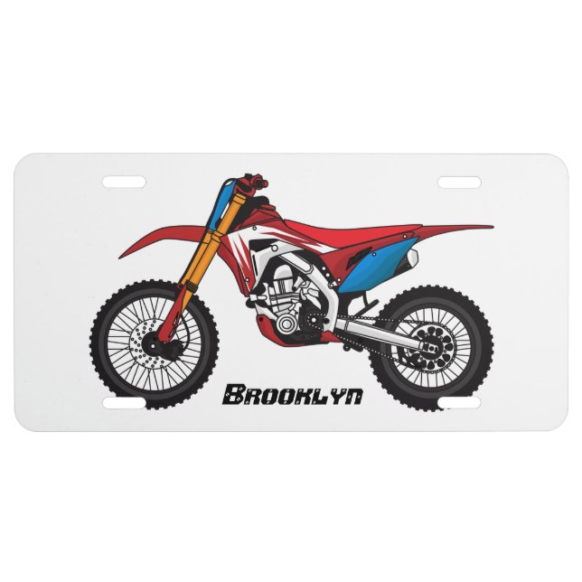 Red dirt bike motorcycle license plate (Front)