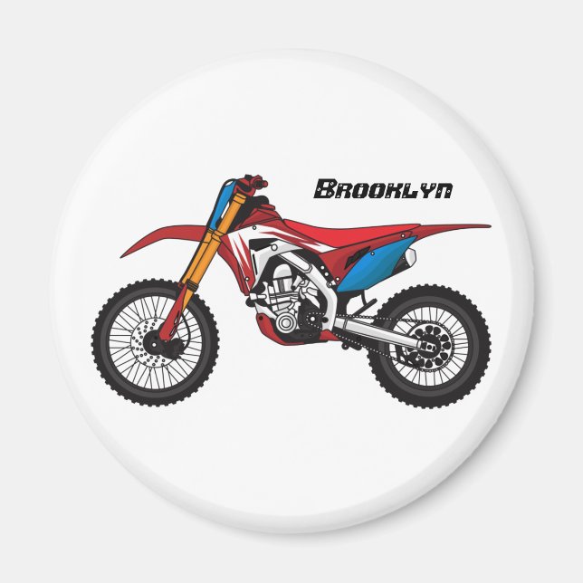 Red dirt bike motorcycle magnet (Front)