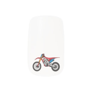 Red dirt bike motorcycle minx nail art