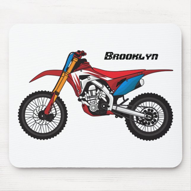 Red dirt bike motorcycle mouse pad (Front)