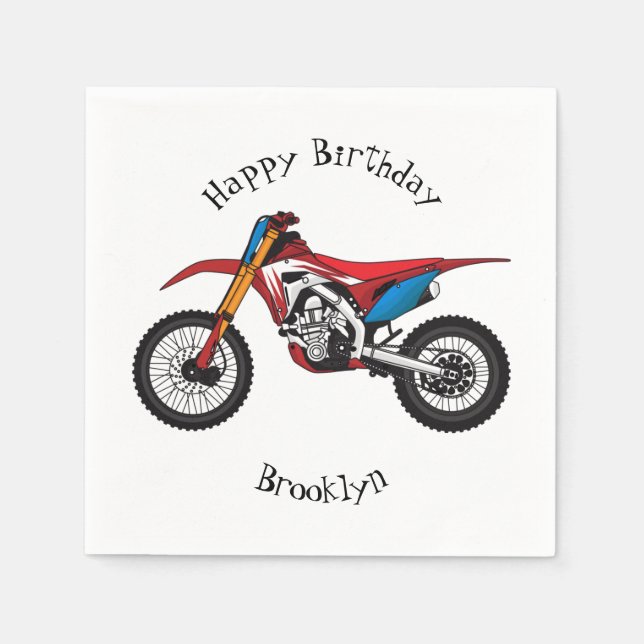 Red dirt bike motorcycle napkins (Front)