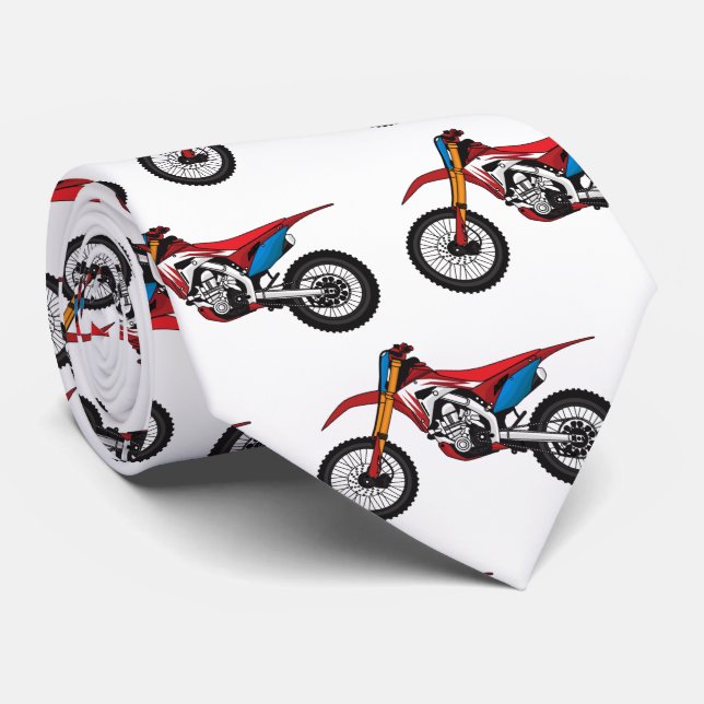 Red dirt bike motorcycle neck tie (Rolled)