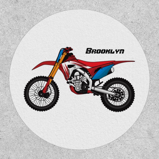 Red dirt bike motorcycle  patch (Front)