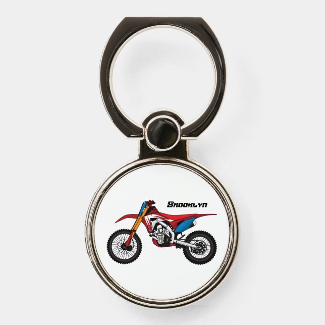 Red dirt bike motorcycle  phone ring stand (Front)
