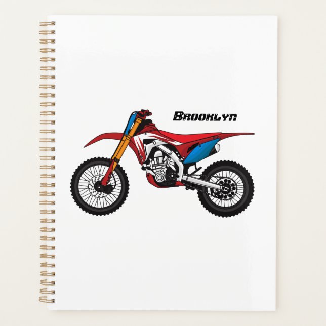 Red dirt bike motorcycle planner (Front)
