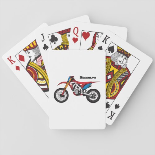Red dirt bike motorcycle playing cards