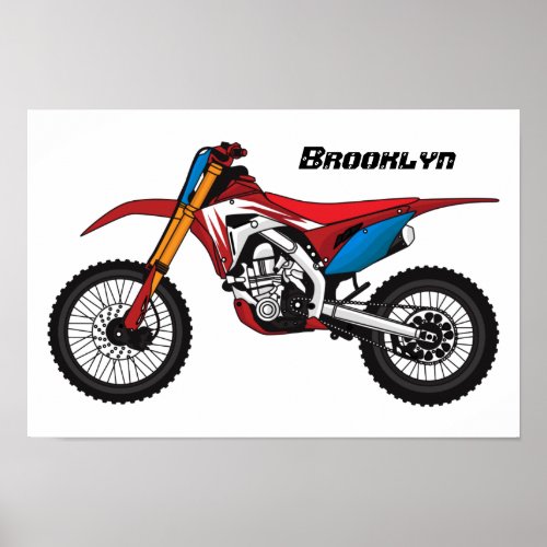 Red dirt bike motorcycle poster