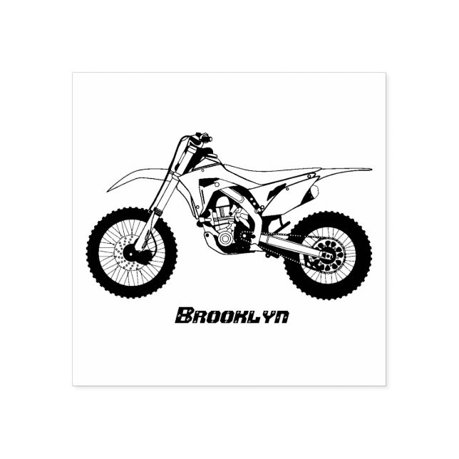 Red dirt bike motorcycle rubber stamp (Imprint)