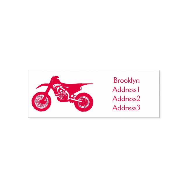 Red dirt bike motorcycle self-inking stamp (Design)