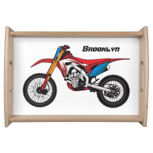 Red dirt bike motorcycle  serving tray