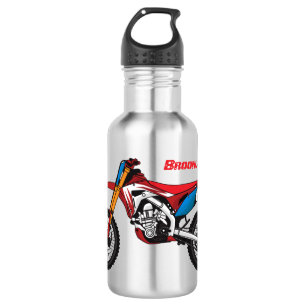 Red dirt bike motorcycle stainless steel water bottle