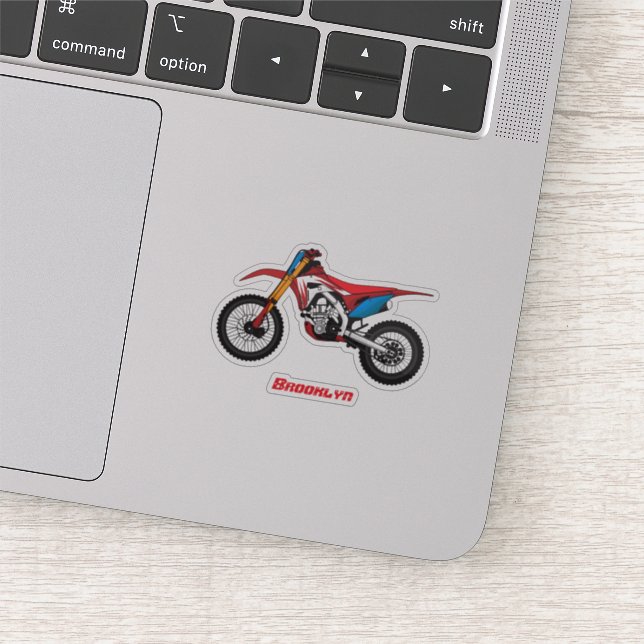 Red dirt bike motorcycle sticker (Detail)
