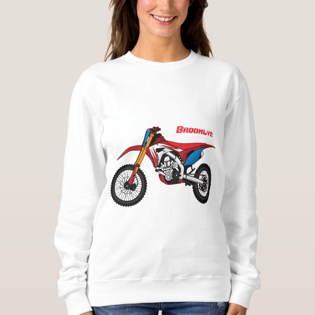 Red dirt bike motorcycle  sweatshirt (Front)