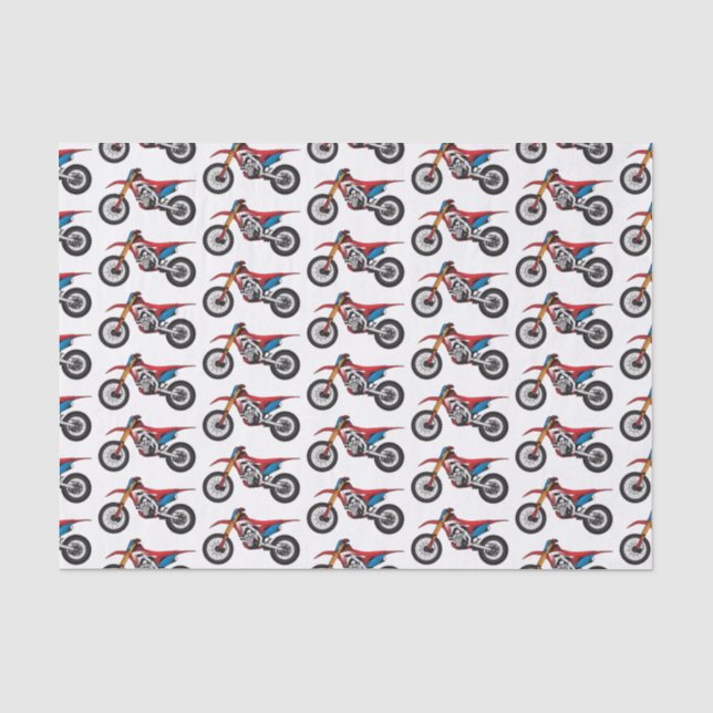 Red dirt bike motorcycle tissue paper (Front)