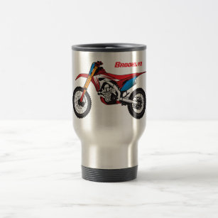 Red dirt bike motorcycle travel mug