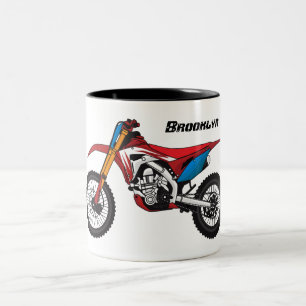 Red dirt bike motorcycle Two-Tone coffee mug