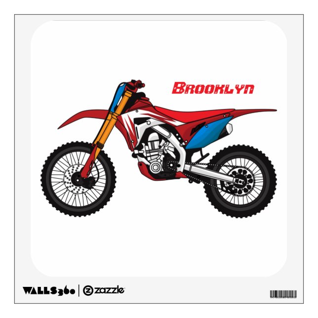 Red dirt bike motorcycle wall decal (Front)