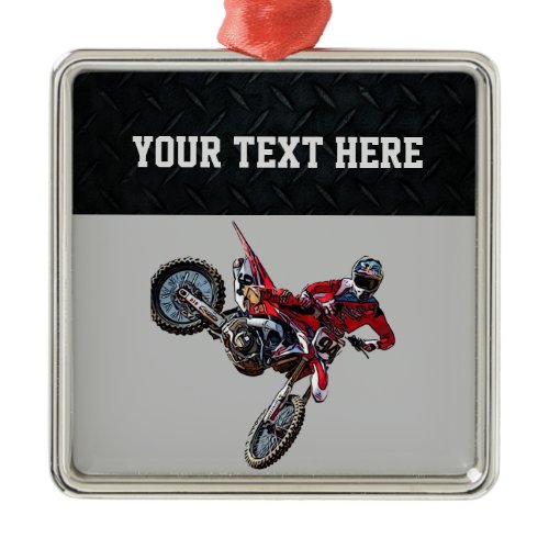 Red Dirt Bike Sports Boy Christmas Boy  Metal Ornament