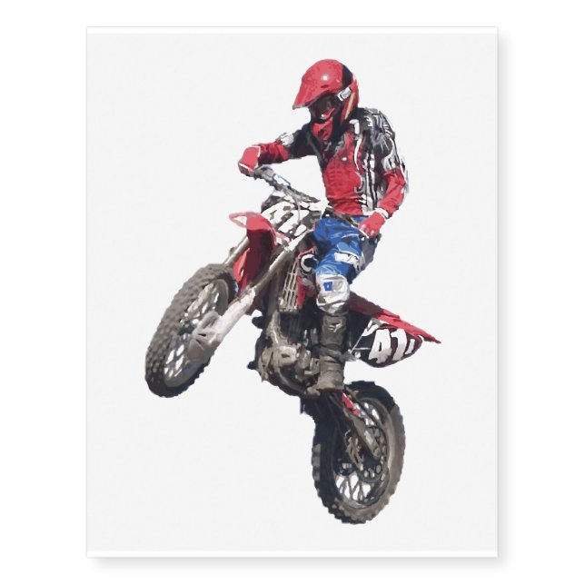 Red Dirt Bike Temporary Tattoos (Front)