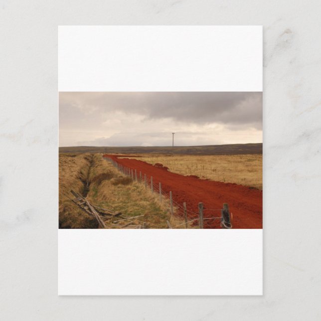 Red Dirt Road In Iceland Postcard (Front)