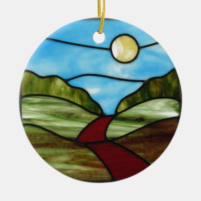 Red Dirt Road in PEI Summer Ceramic Ornament (Front)