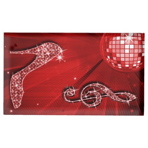 Red Disco Ball and Stiletto Table Number Holder