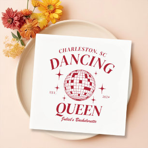 Red Disco Ball Retro Bachelorette Party Napkins