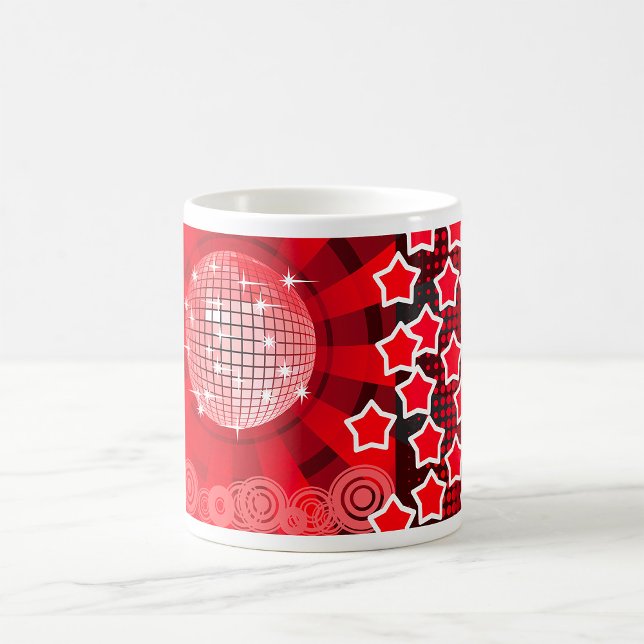 Red Disco Party Theme with Stars and Glitter Ball  Coffee Mug (Creator Uploaded)