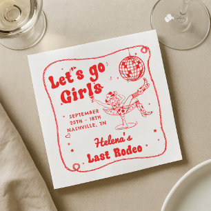 Red Disco Rodeo Cowgirl Bachelorette Weekend Napkins