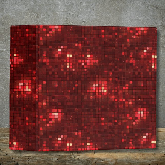 Red Disco Style Squares Valentine Pattern 3 Ring Binder (Creator Uploaded)