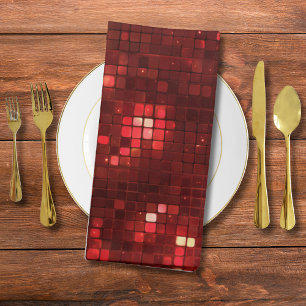 Red Disco Style Squares Valentine Pattern Cloth Napkin