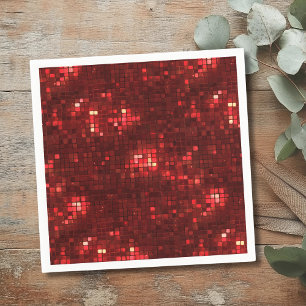 Red Disco Style Squares Valentine Pattern Napkins