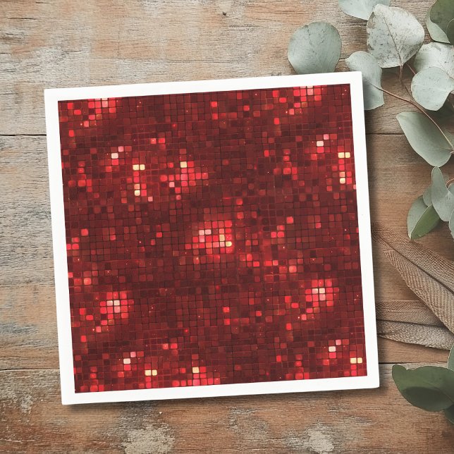 Red Disco Style Squares Valentine Pattern Napkins (Creator Uploaded)
