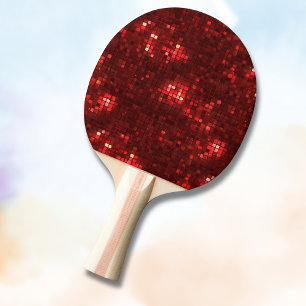 Red Disco Style Squares Valentine Pattern Ping Pong Paddle