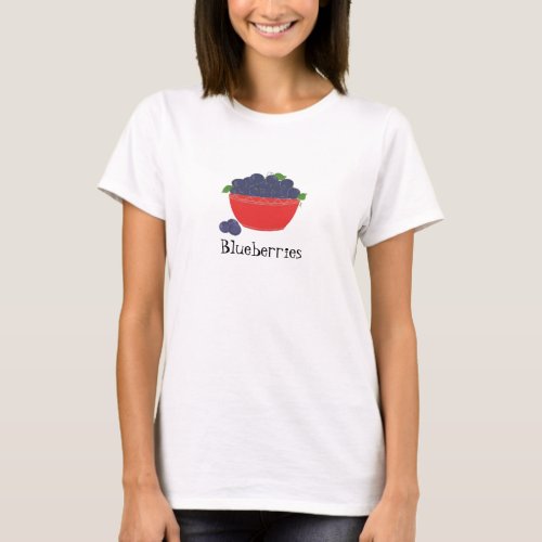 Red Dish of Blueberries T_Shirt