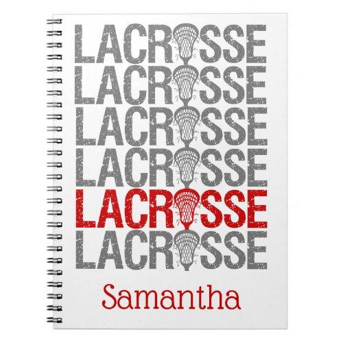 Red Distressed Lacrosse Word Notebook