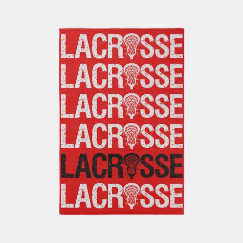 Red Distressed Lacrosse Word Rug