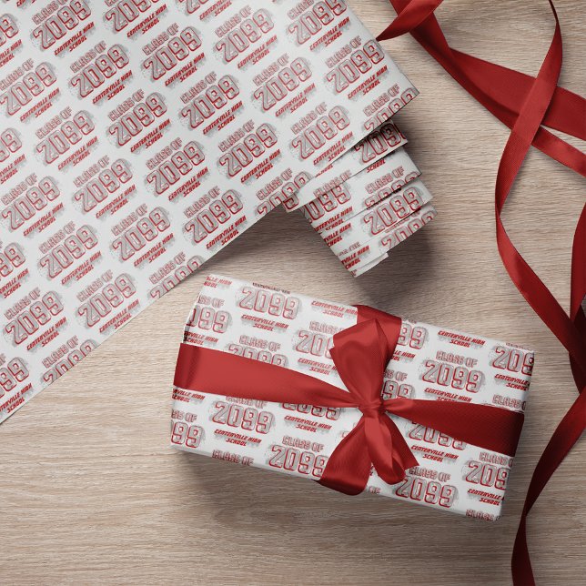Red Distressed Modern Class of Wrapping Paper (Creator Uploaded)