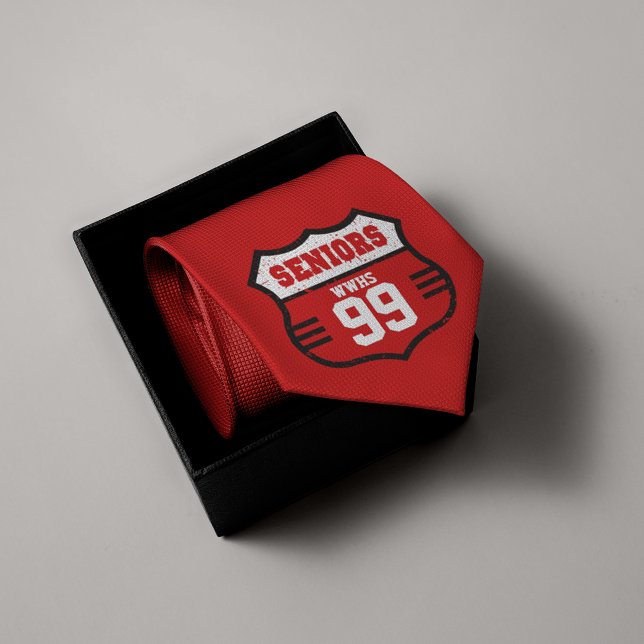 Red Distressed Seniors Road Sign Neck Tie (Creator Uploaded)
