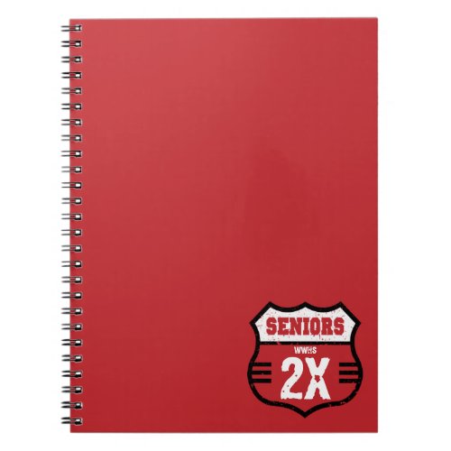 Red Distressed Seniors Road Sign Notebook