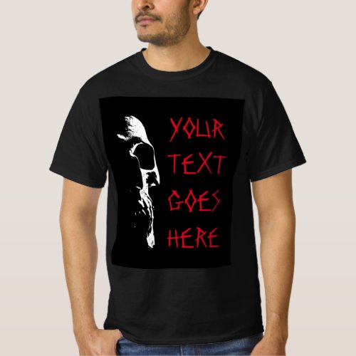 Red Distressed Text Mens Halloween Skull Horror T_Shirt