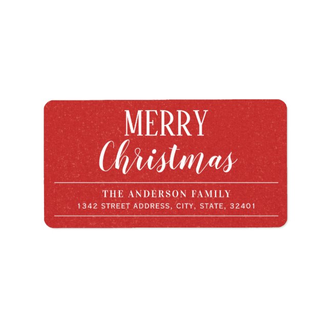 Red Distressed Texture Merry Christmas Address Label (Front)